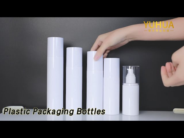 Cream Plastic Packaging Bottles PET Airless Vacuum Round Shape