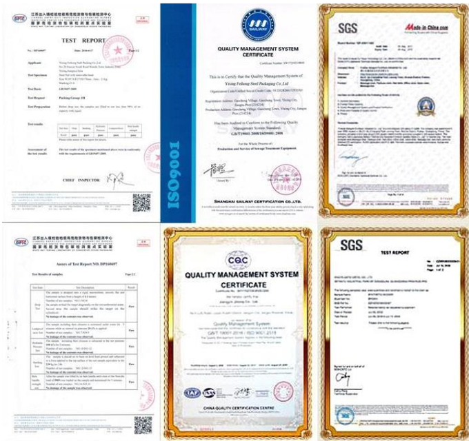 Steel Pail Certificate Steel Pail Certificate