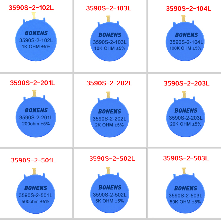 Многооборотный проволочный потенциометр 3590S, 10 оборотов, 100Ω-100кΩ 1