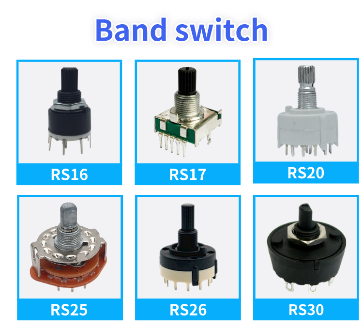 2pcs RS25 Potentiometer Rotary Band Switch 3 Pole 4 Position 6