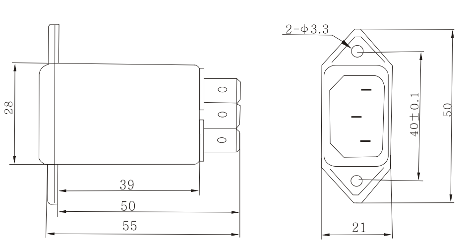 DAI1 Series IEC Socket Type EMI Single Phase Power Noise Filter 1A 3A 6A 10A 4