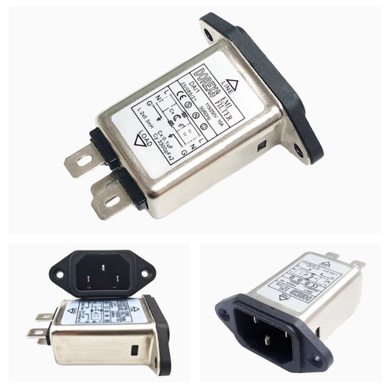 DAI1 Series IEC Socket Type EMI Single Phase Power Noise Filter 1A 3A 6A 10A 11