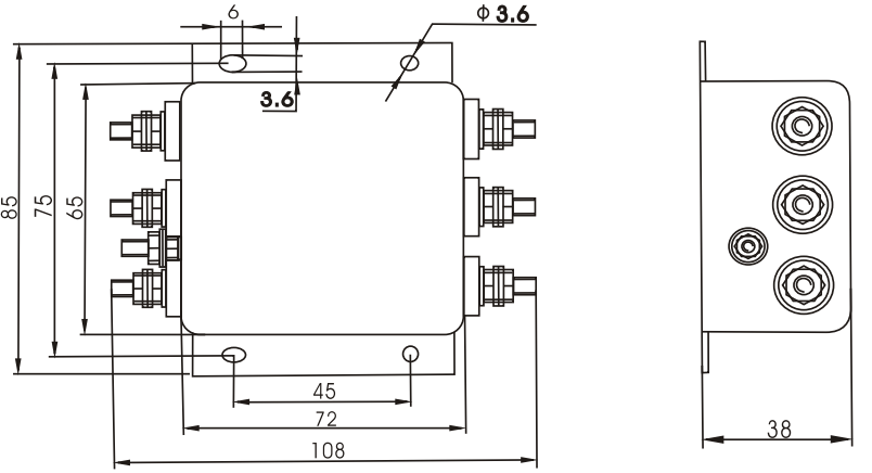 3 Phase Power Line Filter DAC1 Series Rated Current 6A-20A 4