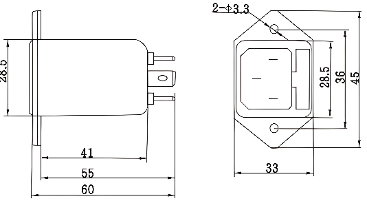 DAI2 Single Phase AC Filters EMI Power Filter IEC Socket Type 4