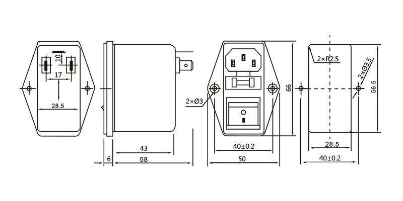 DBI5 IEC Socket Power Filter With Fuse And Switch 1A-10A EMI Line Filter 6