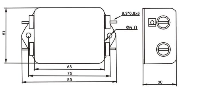Single Phase EMI Power Filter 220V DBA4 Series Current 20A-30A 4
