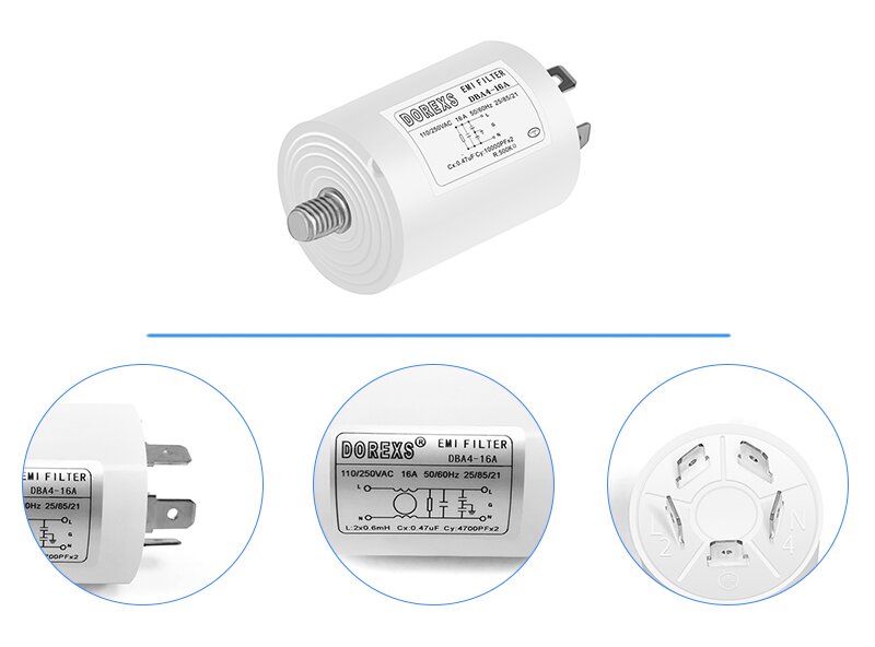 Plastic Housing Power Filter DBA4 Round 250V Single Phase For Household Appliance 2