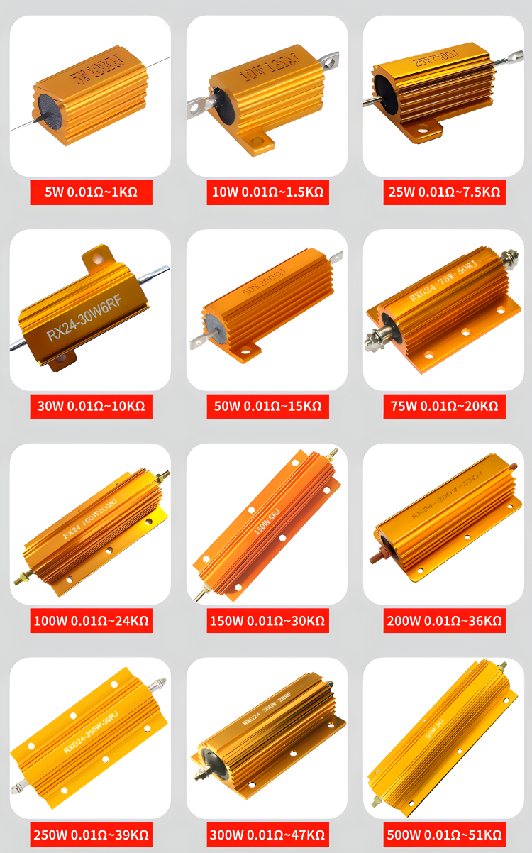 RoHS Wirewound Resistor 25W 47ohm High Power Gold Aluminum Shell Resistor 9