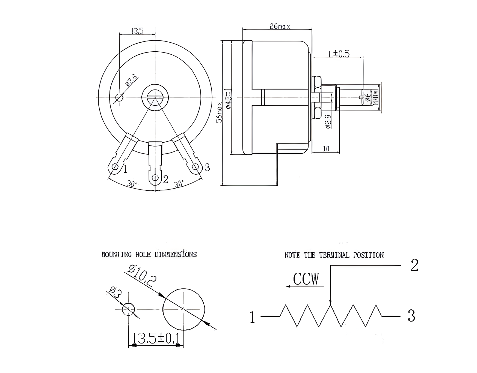 WX112 WX050 5W Single Turn Wire Wound Potentiometer Adjustable Resistance 100R 330R 470R 4