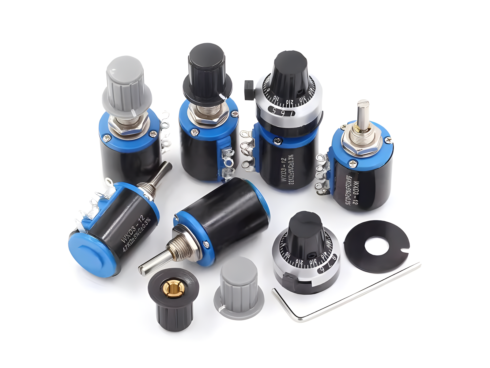 WXD3-12 Precision Multi Turn Wirewound Potentiometer Sliding Rheostat 5 Turn Adjustable Resistor 4