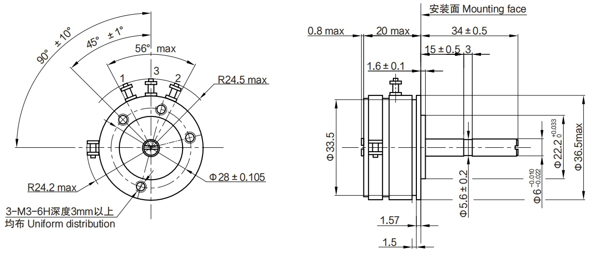 WDD35D4 1K 2K 5K Rotary Potentiometer Precision Conductive Plastic Potentiometer 10