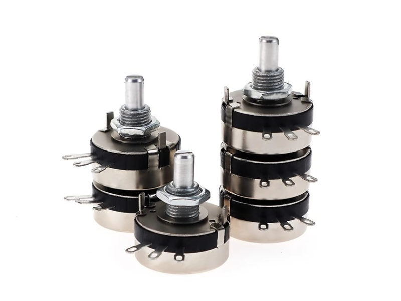 WTH118-2W 100k Dual Gang Potentiometer With Switch Carbon Linear Variable Turn 1