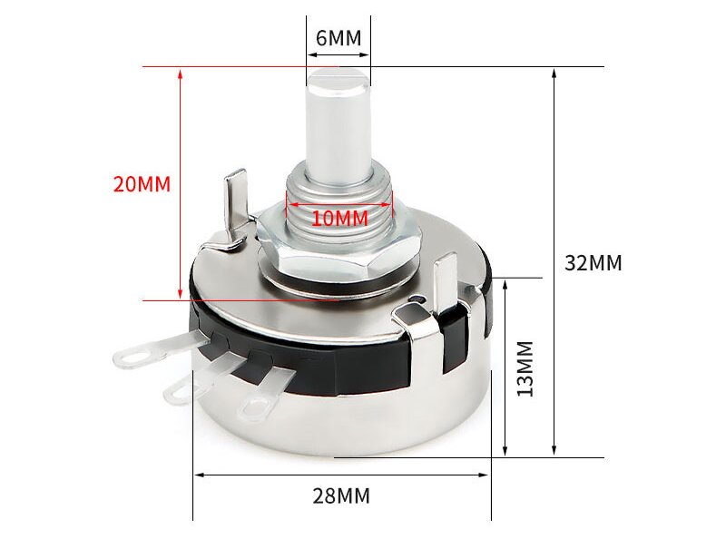 WTH118-2W 100k Dual Gang Potentiometer With Switch Carbon Linear Variable Turn 3