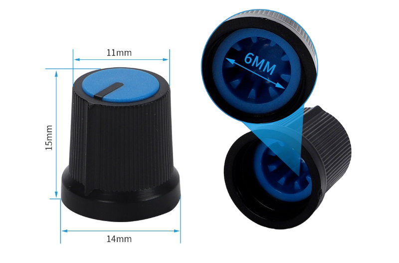 16*17mm Potentiometer Knob Knurled Pointer Amp Volume Knob 3