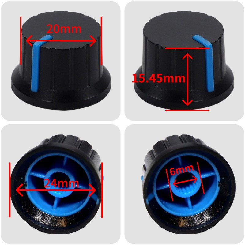 BONENS 6MM Slide Potentiometer Knob Jazz Bass Amp Style Knobs 3g 3