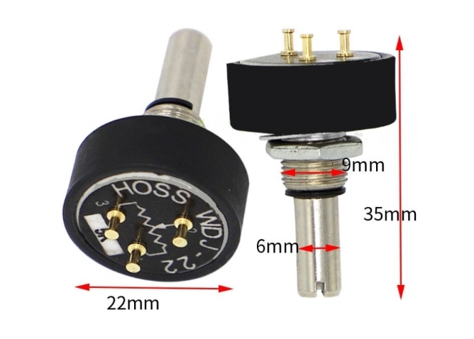 WDJ-22 Rotary Potentiometer Conductive Plastic Potentiometer H0SS BI Model 6178 360 Degrees 5K Ohm 3