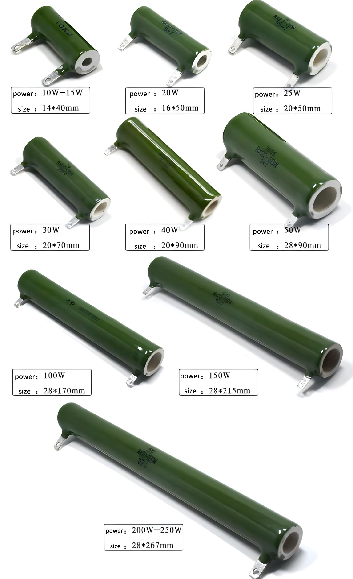 RX20 Braking Resistors Glazed Ceramic Wirewound Tube Enamel Capacitor Discharge Resistor 2