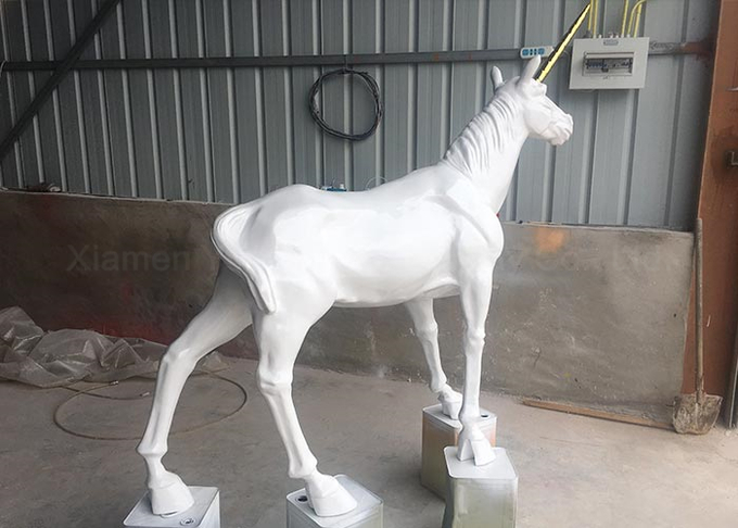 Custom Animal Statue White Fiberglass Unicorn Statue