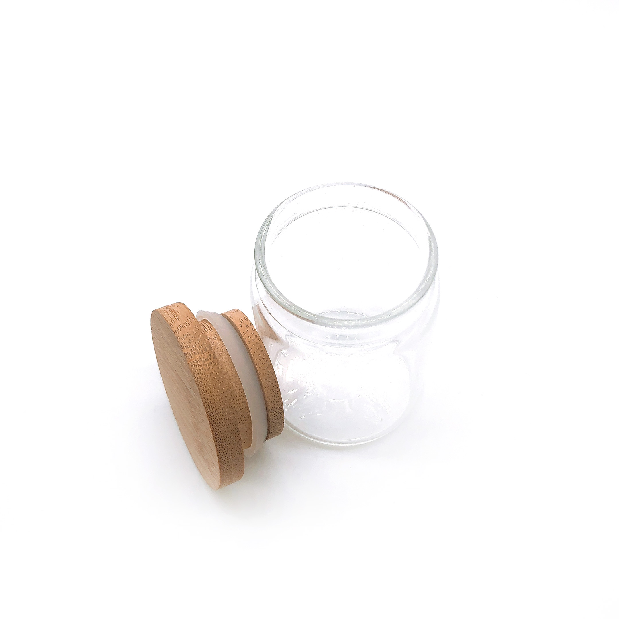 pot en verre de cachetage de silicone de pots de Borosilicate de 2oz 4oz 8oz 10oz avec le couvercle en bois en bambou