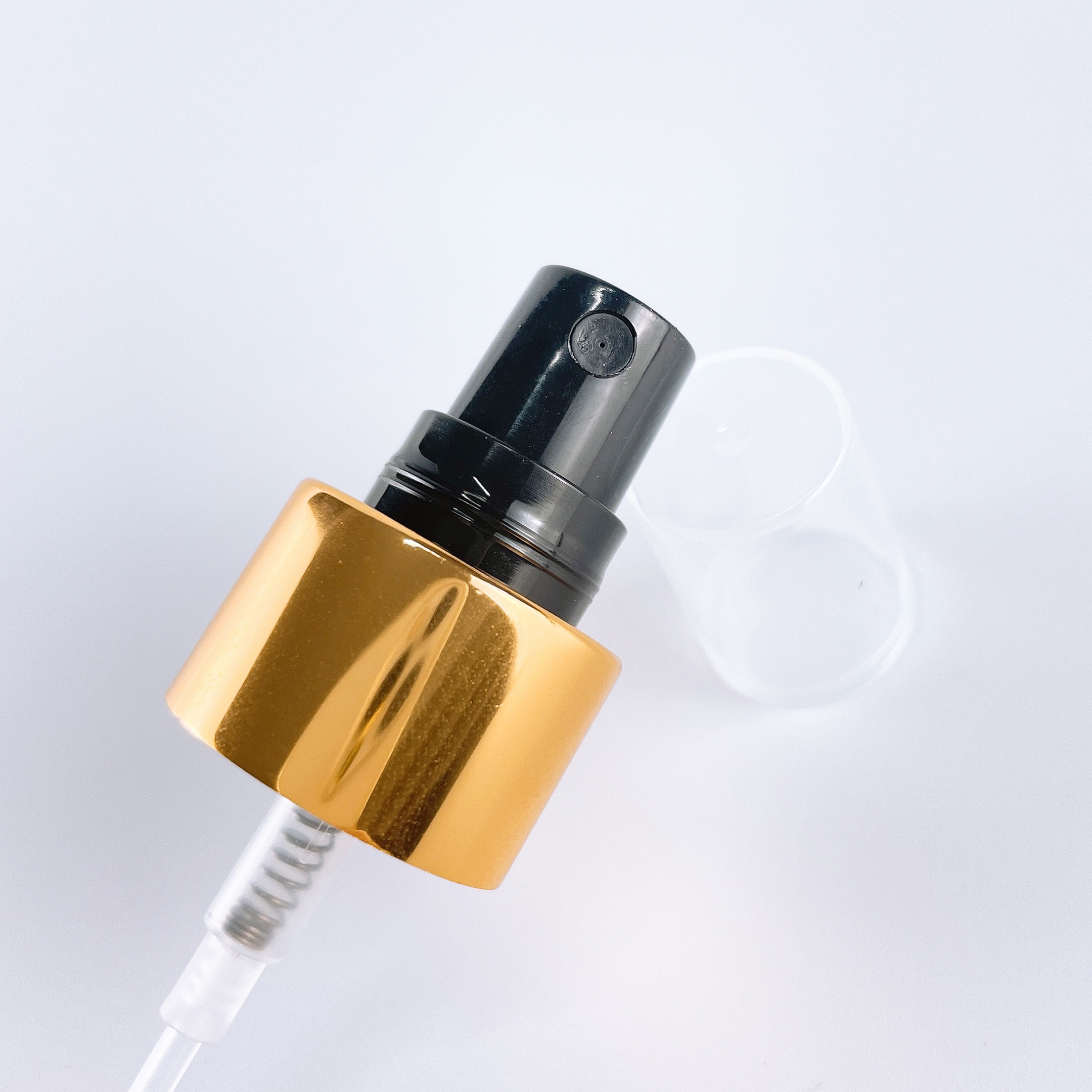 24/410 pulvérisateur fin de brume d'or de fermeture de tête brillante en aluminium de noir pour le cosmétique